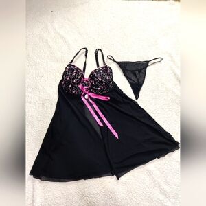 New Cacique Seriously Sexy Babydoll Lingerie Size 18/20 2 Piece Thong Lined Cups